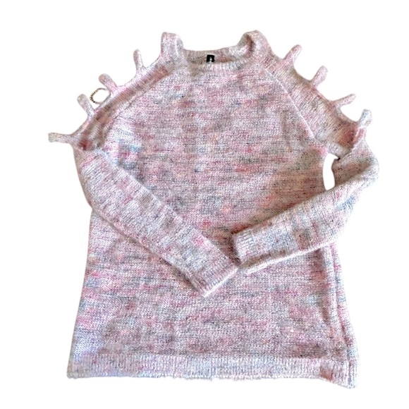 Banjara Strappy Sleeve Light Spring Summer Sweater Marled Strappy Blush Pink Top - Picture 4 of 11